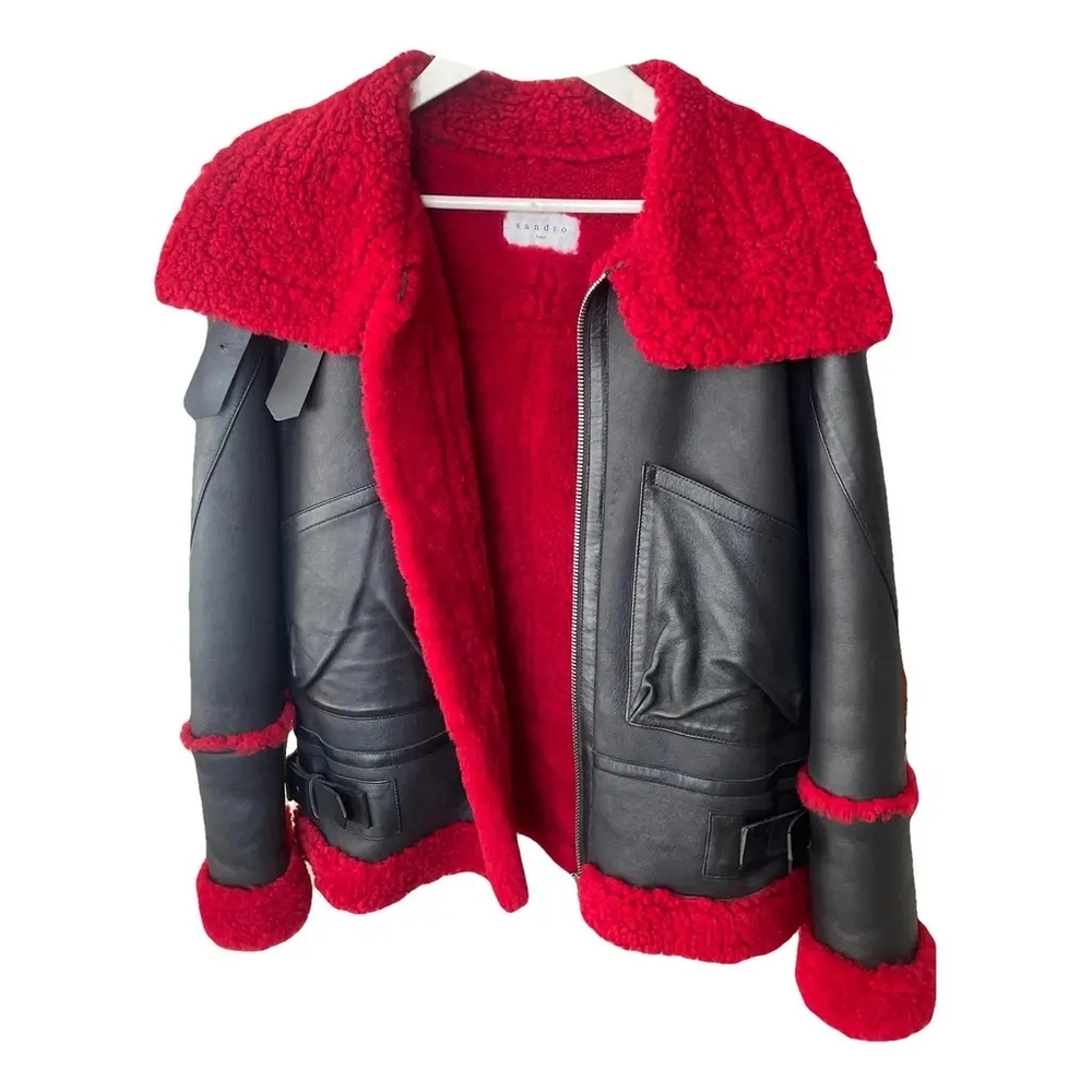 Sandro Red and Black Teddy Jacket